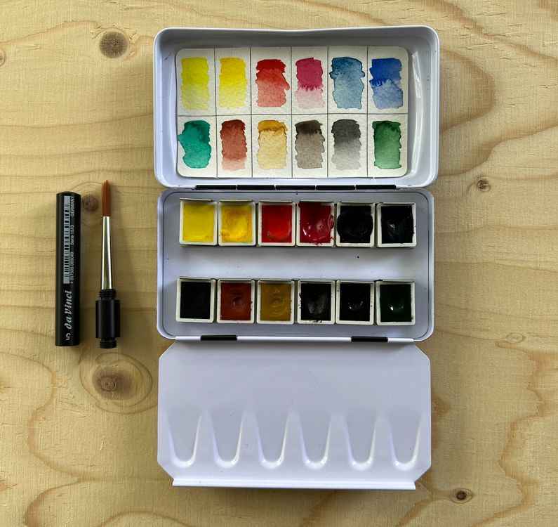 Hugsgarden Aquarell Workbook – 12 Farben Set Mit Pinsel – Anfängerfreundliches Malbuch – Hochwertiges Papier – Kreatives Geschenk Für Erwachsene & Teenager