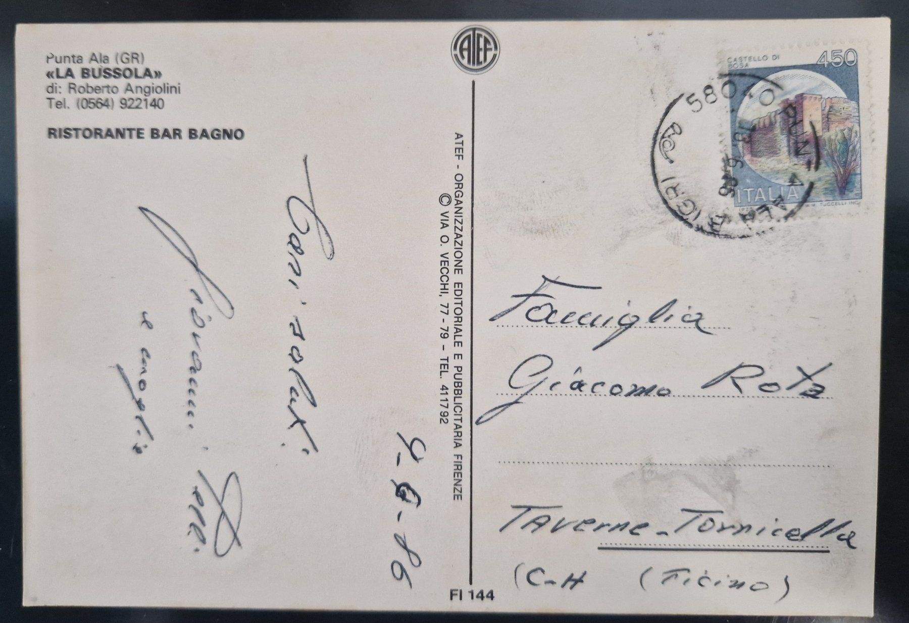 Cartoline postali: La Bussola Punta Ala, Italien 1986 – Usato da Melchnau venduto da Arthurius 1