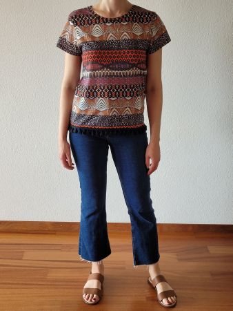 T-shirt imprimé à franges