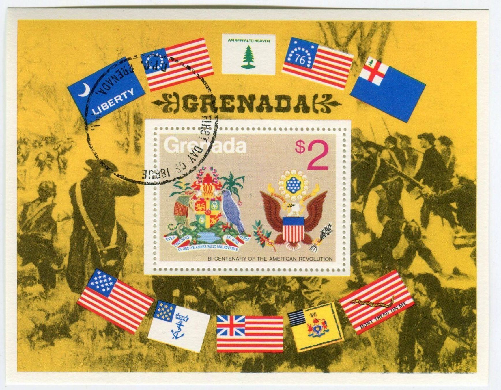Tutti i francobolli: Block Unabhängigkeitskrieg USA. Grenada – Nuovo e nell'imballaggio originale da Basel venduto da Butsch5