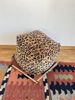 Leopard Pouf / Sitzhocker im Animal-Print  Vintage