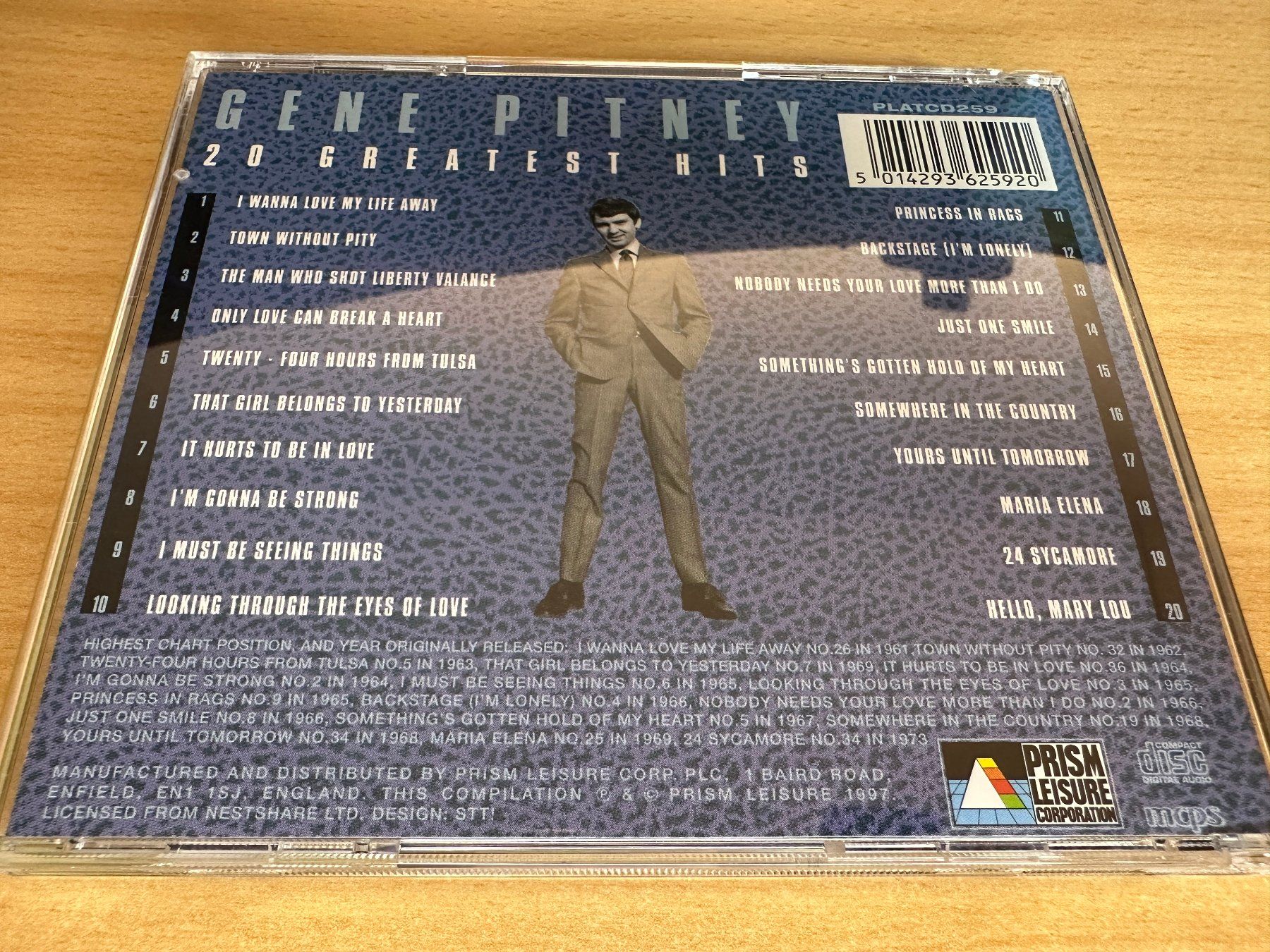 CD: Gene Pitney – 20 Greatest Hits – Usato da Rikon im Tösstal venduto da Alpenmutz 1