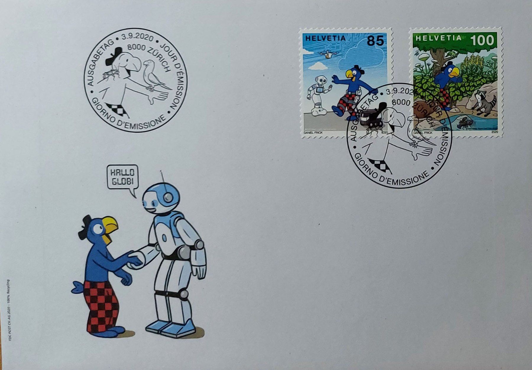 Alle Briefmarken: F1784 - FDC Globi 2020 – Gebraucht aus Trélex von Phil_Albert