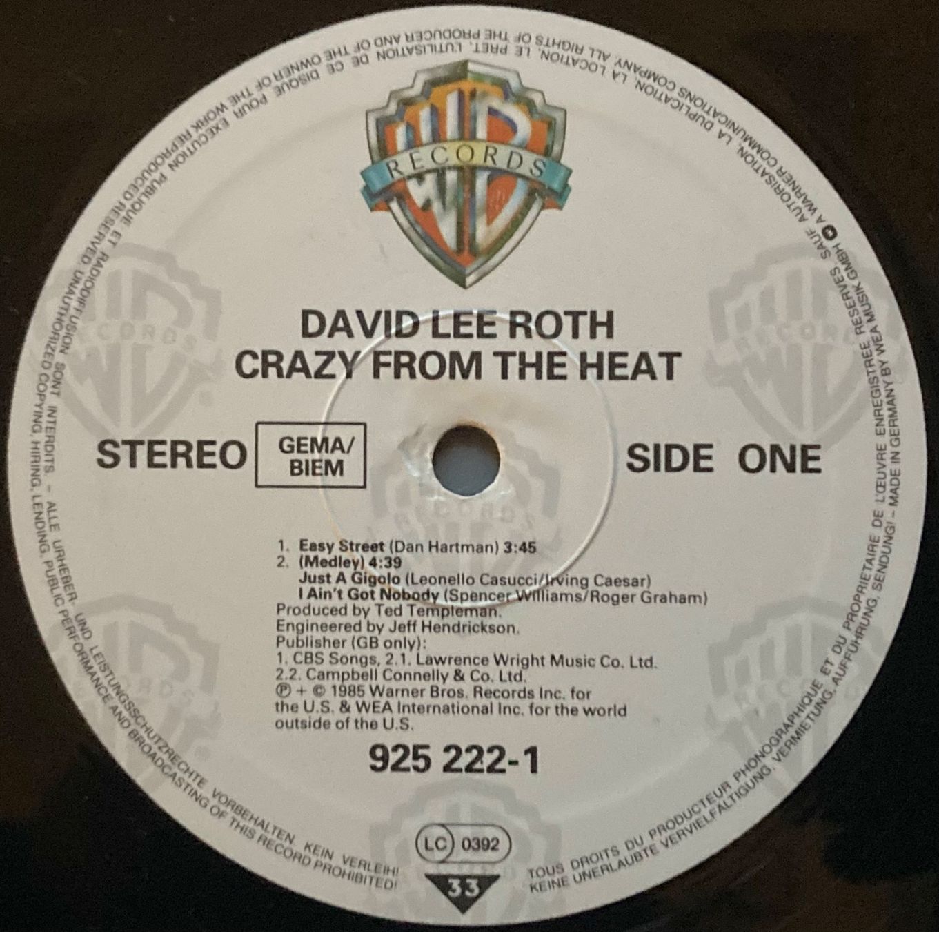 Dischi in vinile: DAVID LEE ROTH - CRAZY FROM THE HEAT – Usato da Poliez-Pittet venduto da Newtown-Records 3