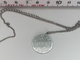 Anhänger mit Kette, silbrig, rund mit Astro-Zeichen