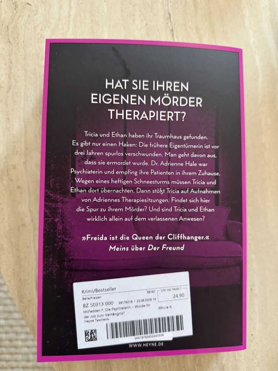 Bücher: Buch ‚Die Psychiaterin‘ – Neu (gemäss Beschreibung) aus Luzern von lelo1214 1
