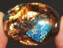 Cabochon L-8347– Kupfer Meeressediment Jaspis blau 30x21,5mm