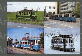 AK Zürich ZH 4-Bild,Tramnetz,verschiedene Trämli 1897-1986