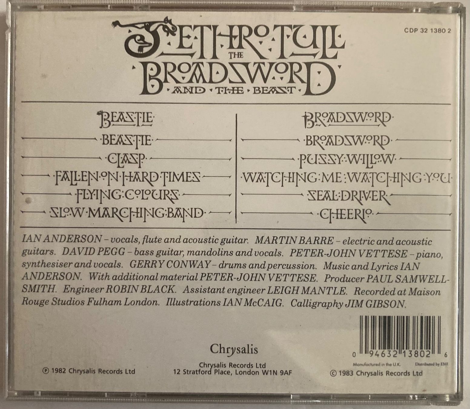 CD: JETHRO TULL - THE BROADSWORD AND THE BEAST – Usato da Poliez-Pittet venduto da Newtown-Records 1