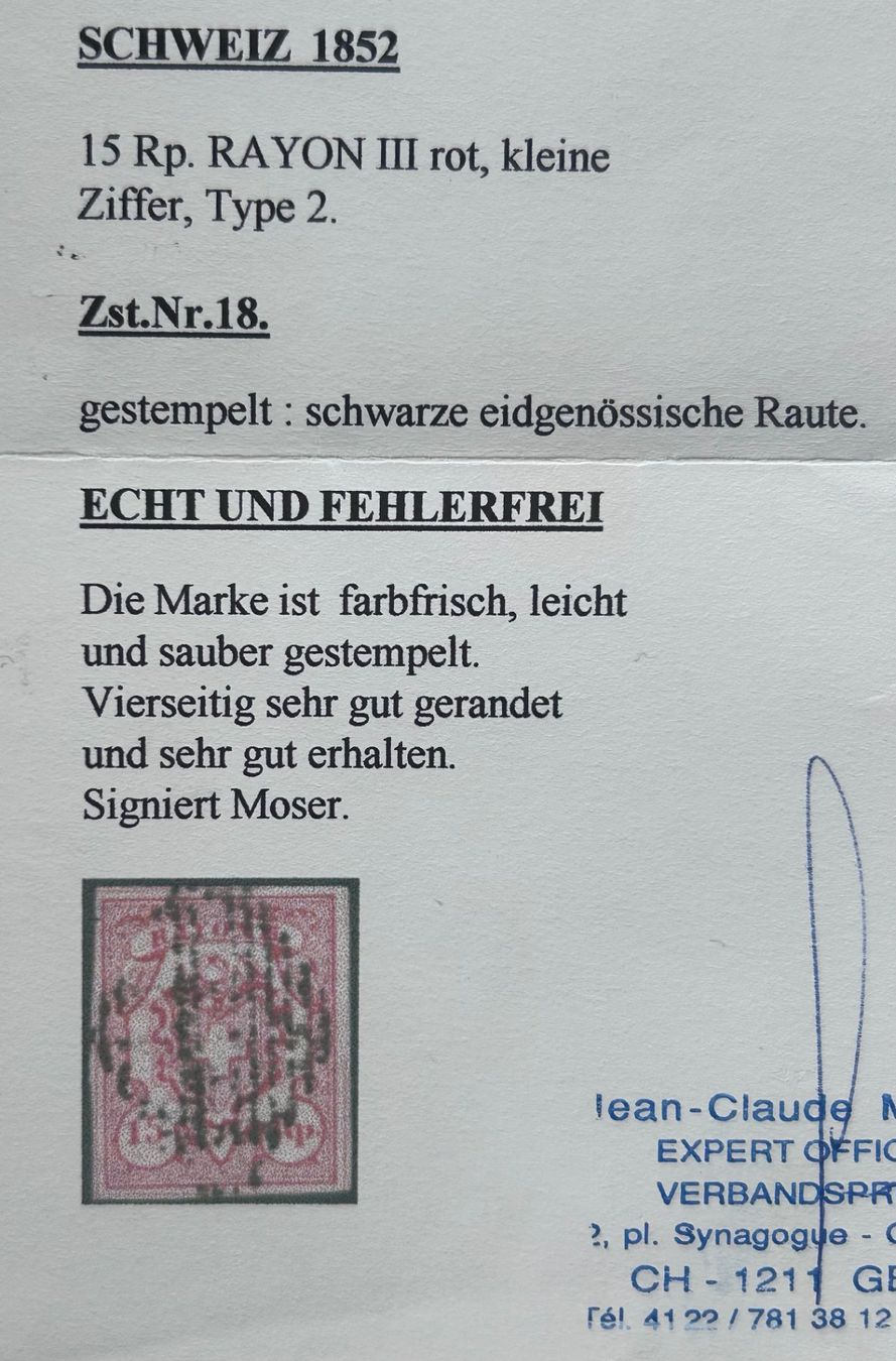 Tutti i francobolli: Rayon III 18 Luxus fehlerfrei vierseitig breit 2mal Attest – Usato da Oberengstringen venduto da Martin220465 1