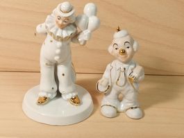 2 Vintage   Porzellan-Clownsfiguren von Capodimonte Italien