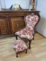 Sessel mit Hocker Antik Polstersessel Set Vintage