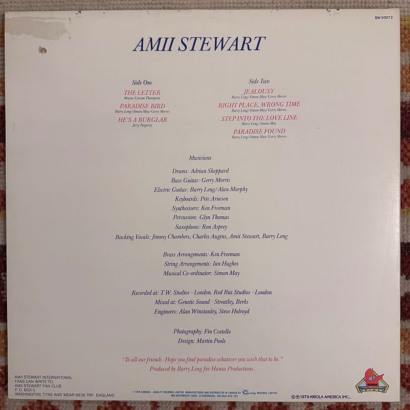 Dischi in vinile: LP - Amii Stewart - Paradise Bird – Usato da Breganzona venduto da Onairda75 1