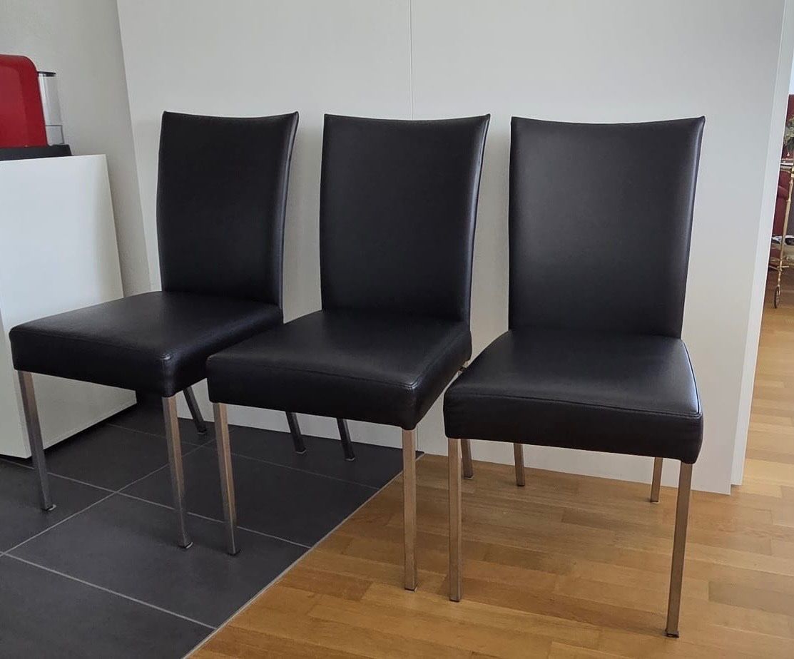 Musterring Sedie: 3er Set Lederstühle - Echtleder - Marke Musterring – Usato da Luzern venduto da KKEKLU