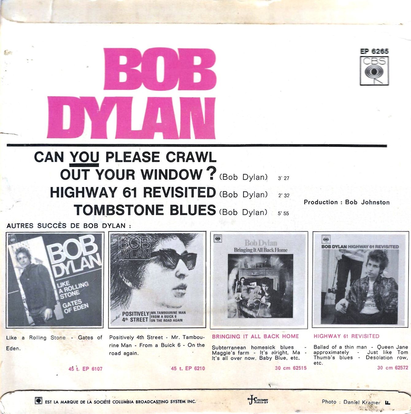 Vinyles: Bob Dylan EP - Highway 61 Revisited – D'occasion à Savagnier par Ne2065 1