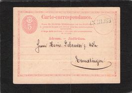 Carte-correspondance 5 Rp ,Stabstempel Eschenz , 3.ll.1874