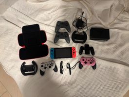 Nintendo Switch Neon Rot/Blau + Viel Zubehör – Komplett-Set