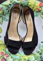 MINELLI PUMPS LEDER SCHUHE 39 BLACK SLINGPUMPS TOP ZU TASCHE