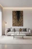 Abstraktes Gemälde 3 D Art gold schwarz