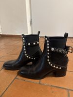 Damen Stiefeletten schwarz Grösse 39 Perlen Nieten Schnalle