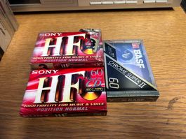 Kassette MC K7 3 MC Sony HF, 1 BASF IEC 11 60, NEU