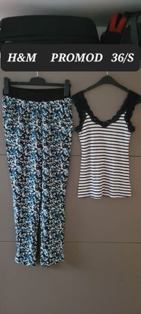 PROMOD/H&M LOT  d'été pantalon/débardeur rayé  taille S