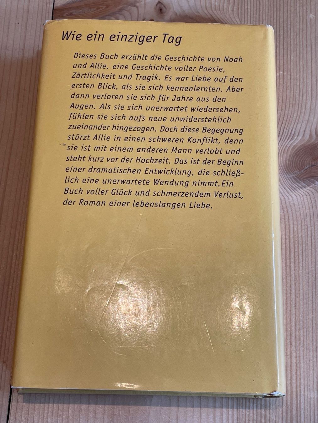 Libri: NICHOLAS SPARKS - Wie Ein Einziger Tag (1996) – Usato da Frasnacht venduto da GracyStore 1