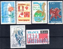 1975 FRANKREICH REGIONEN 6 MARKEN GESTEMPELT - FR02