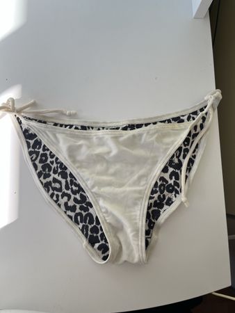 Slip bikini fantasia maculata bianco/nero taglia M
