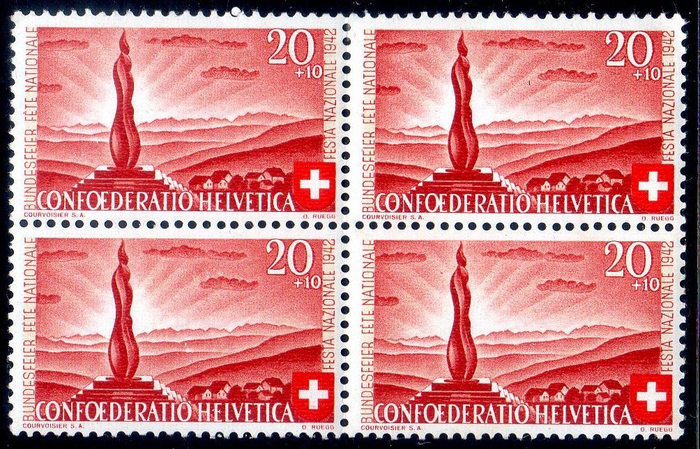 Tutti i francobolli: FORCH-DENKMAL 4ERBLOCK ** POSTFRISCH ** - OL14 – Nuovo (secondo la descrizione) da Losone venduto da EM2019