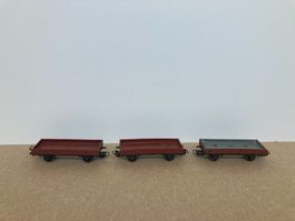 3er Set Märklin H0 Flachwagen Güterwagen braun DB