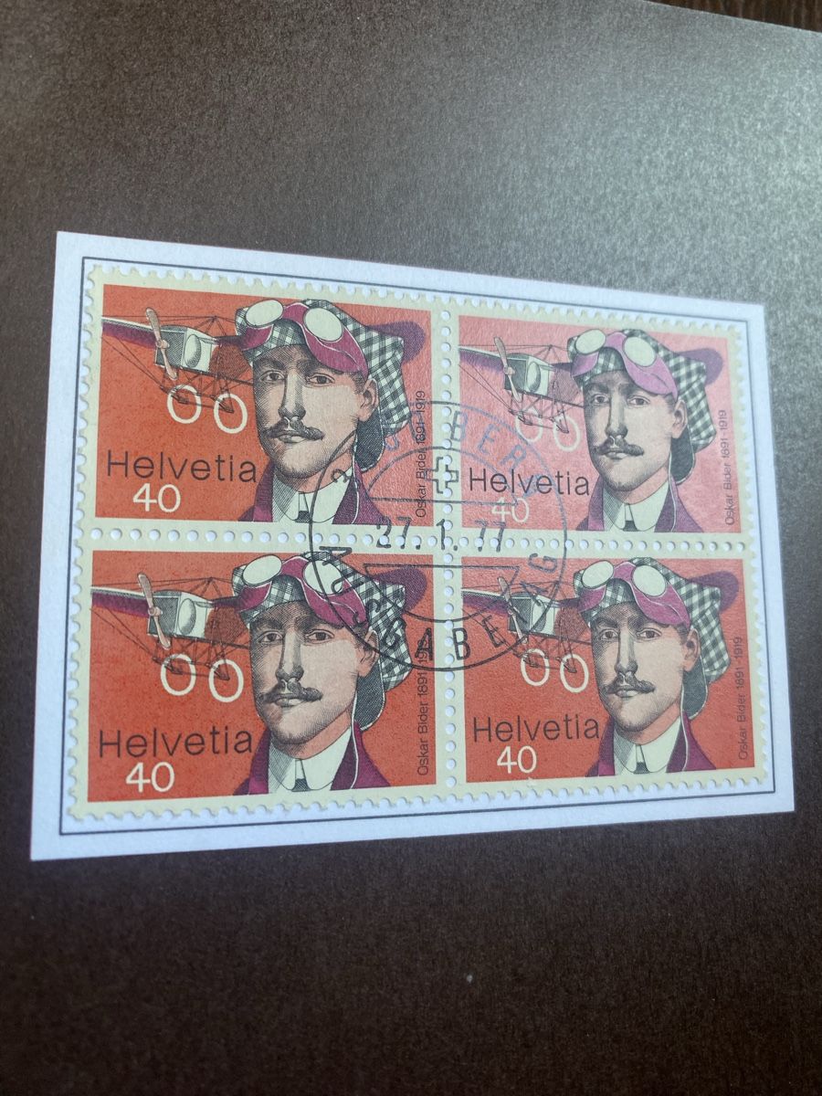 Tutti i francobolli: 1977Schweizer Briefmarken PTT Postscheckkonto Viererblock, – Usato da Baden venduto da swiss-alps 1