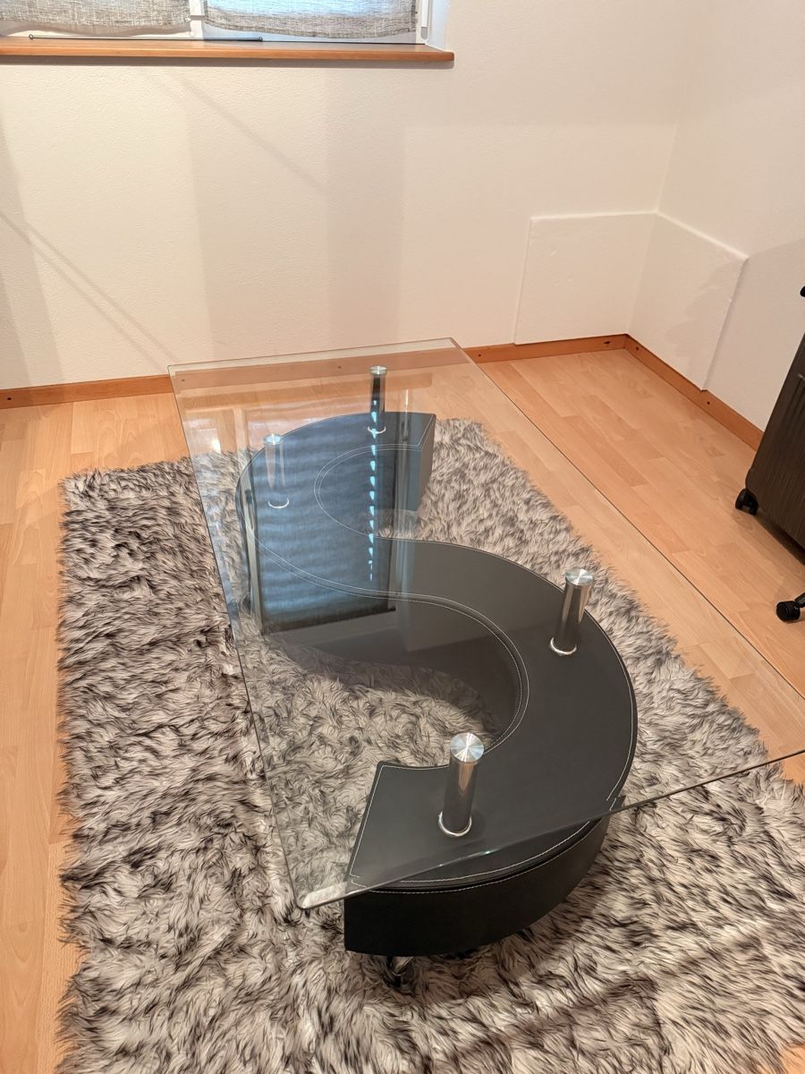Tavoli: Table basse avec plateau verre & tabourets intégrés – Usato da Fleurier venduto da Joey.prl14 1