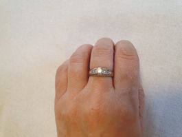 antiker Ring, Brillanten, 750er Weissgold