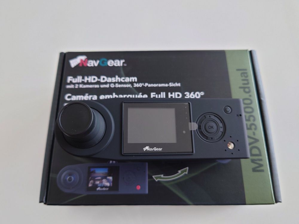 NavGear Kamera Auto: Full-HD-Dashcam mit 2 Kameras für 360°-Panorama-Sicht,  G-Sensor (Auto Dashcam)