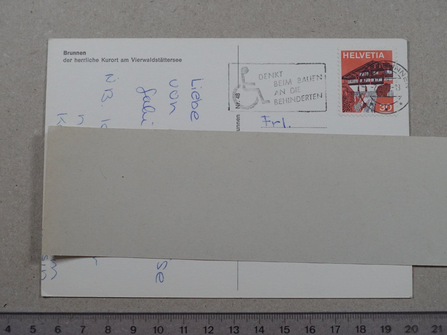 Cartoline postali: Brunnen, 1975 – Usato da Lenzburg venduto da fh1 1