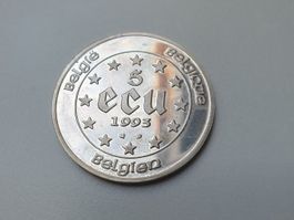 🇧🇪 Belgium 5 Ecu 1993 Silver ** 23g .833 * *