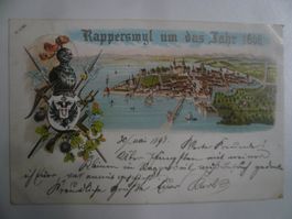 farbigeLithoAK  RAPPERSWIL um das Jahr 1606