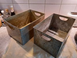 2 Vintage Verzinkte Metallkisten industriekisten 35×23×18