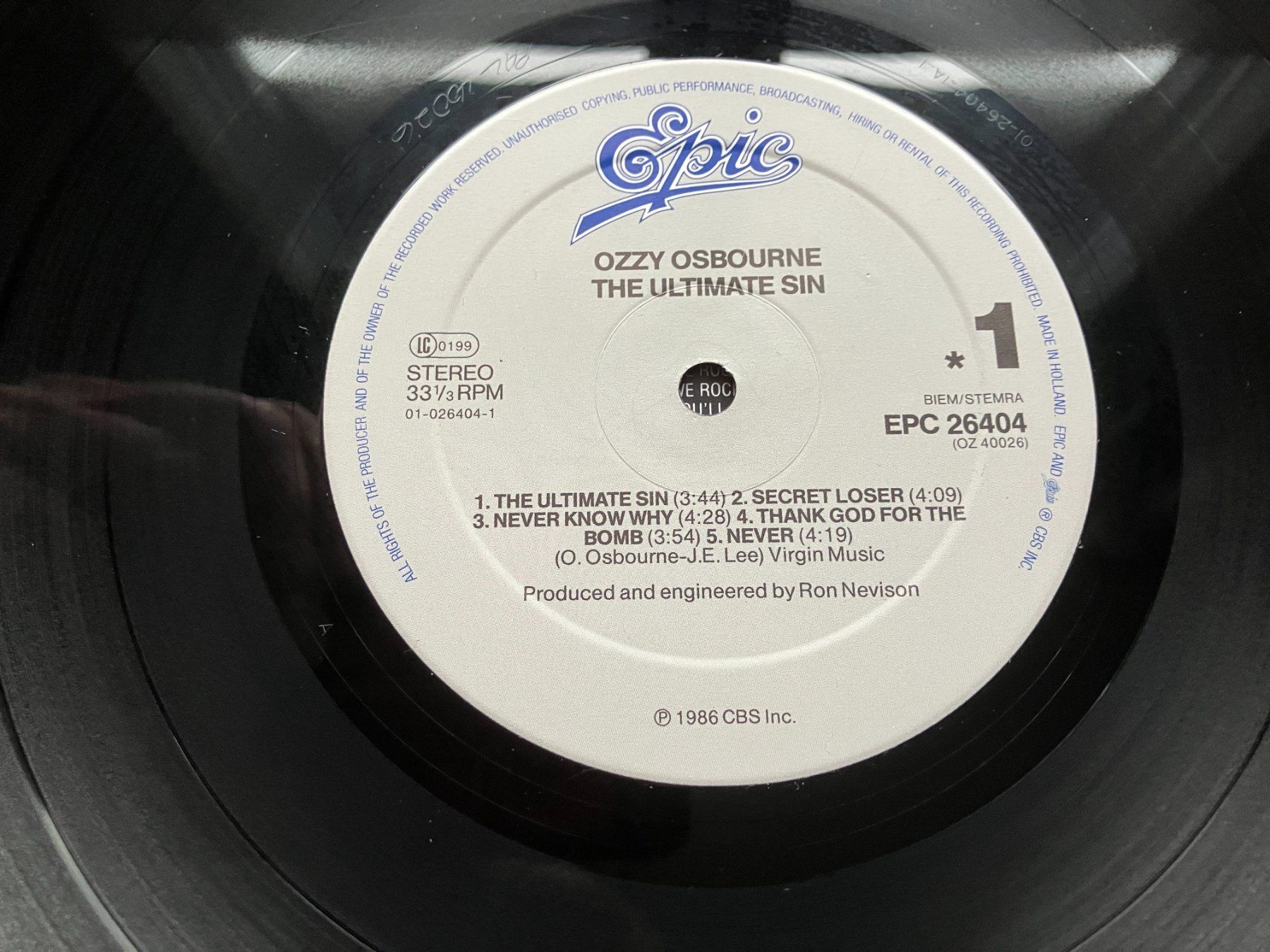 Dischi in vinile: Ozzy Osbourne – Usato da Aarwangen venduto da Jukebox3 7