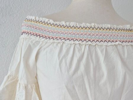 TUNIKA TOP M 38 NEU STICKEREI CROP CREME, TOLL ZU ROCK JEANS