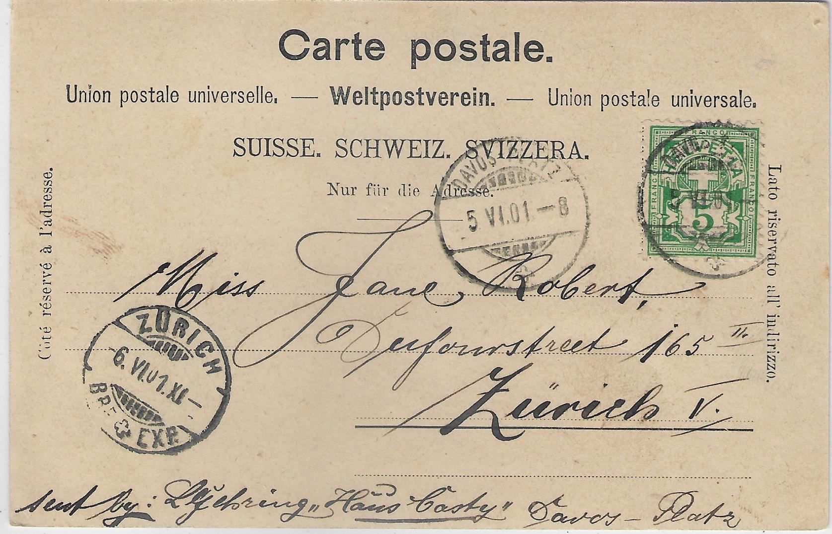 Ansichtskarten: Davos - Englische Kirche 1901 – Antik aus Ettingen von Kartenplanet 1
