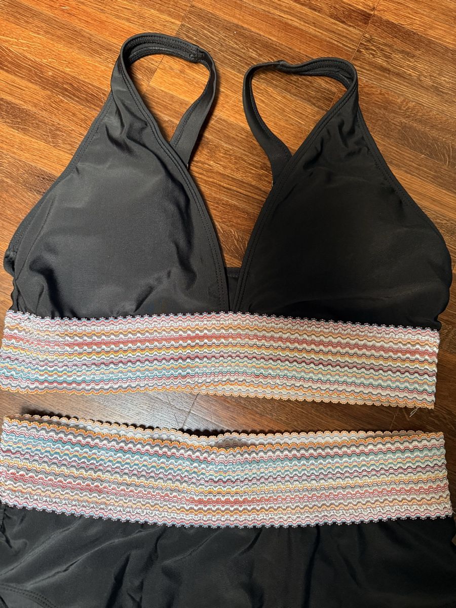Costumi da bagno & Bikini: Bikini schwarz mit buntem Bund xl neu – Nuovo (secondo la descrizione) da Winterthur venduto da hera05 1