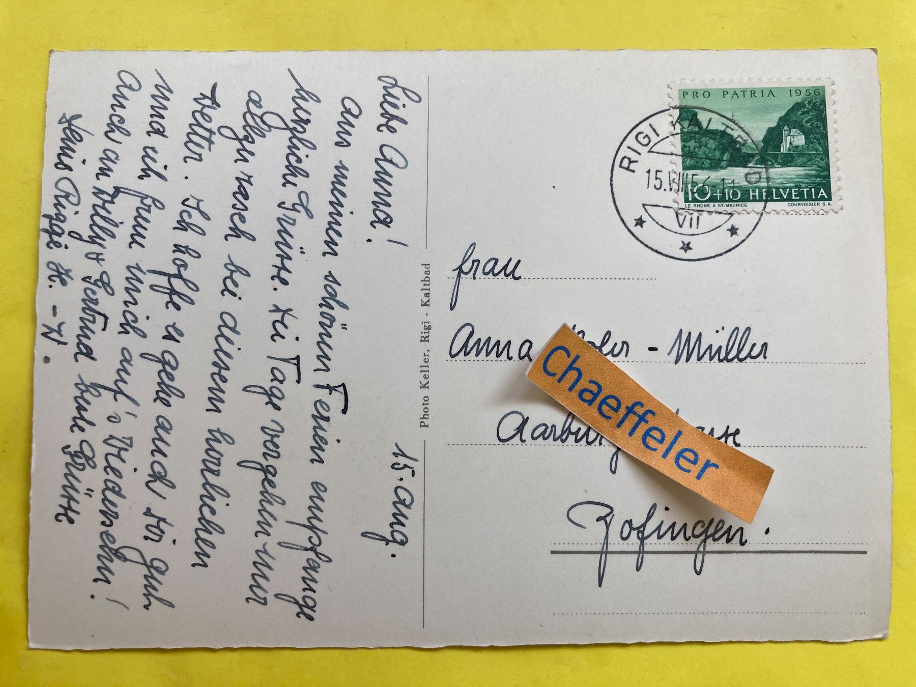 Cartoline postali: 1956 Rigi-Kaltbad mit Pilatus – Usato da Zürich venduto da Chaeffeler 1