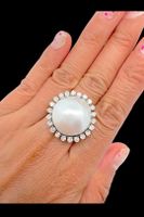 Aussergewöhnlich 18 Karat Gold Mabé-Perle-Brillanten Ring