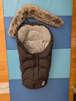 Fussack für Kinderwagen von Babycab. Schwarz / Grau mit Fell