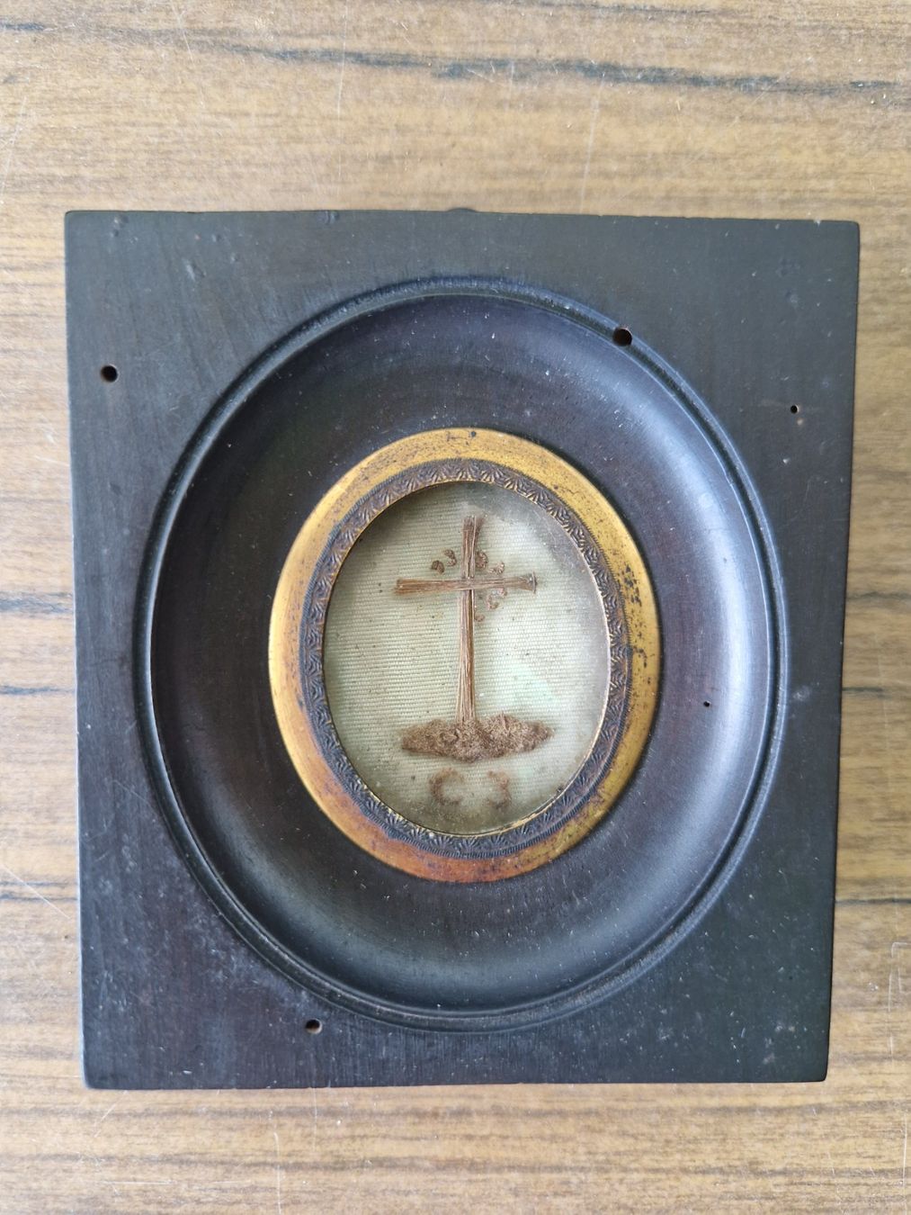 Poster & Bilder: Haarbild Andachtsbild Kreuz – Gebraucht aus Mörschwil von antiksalon21