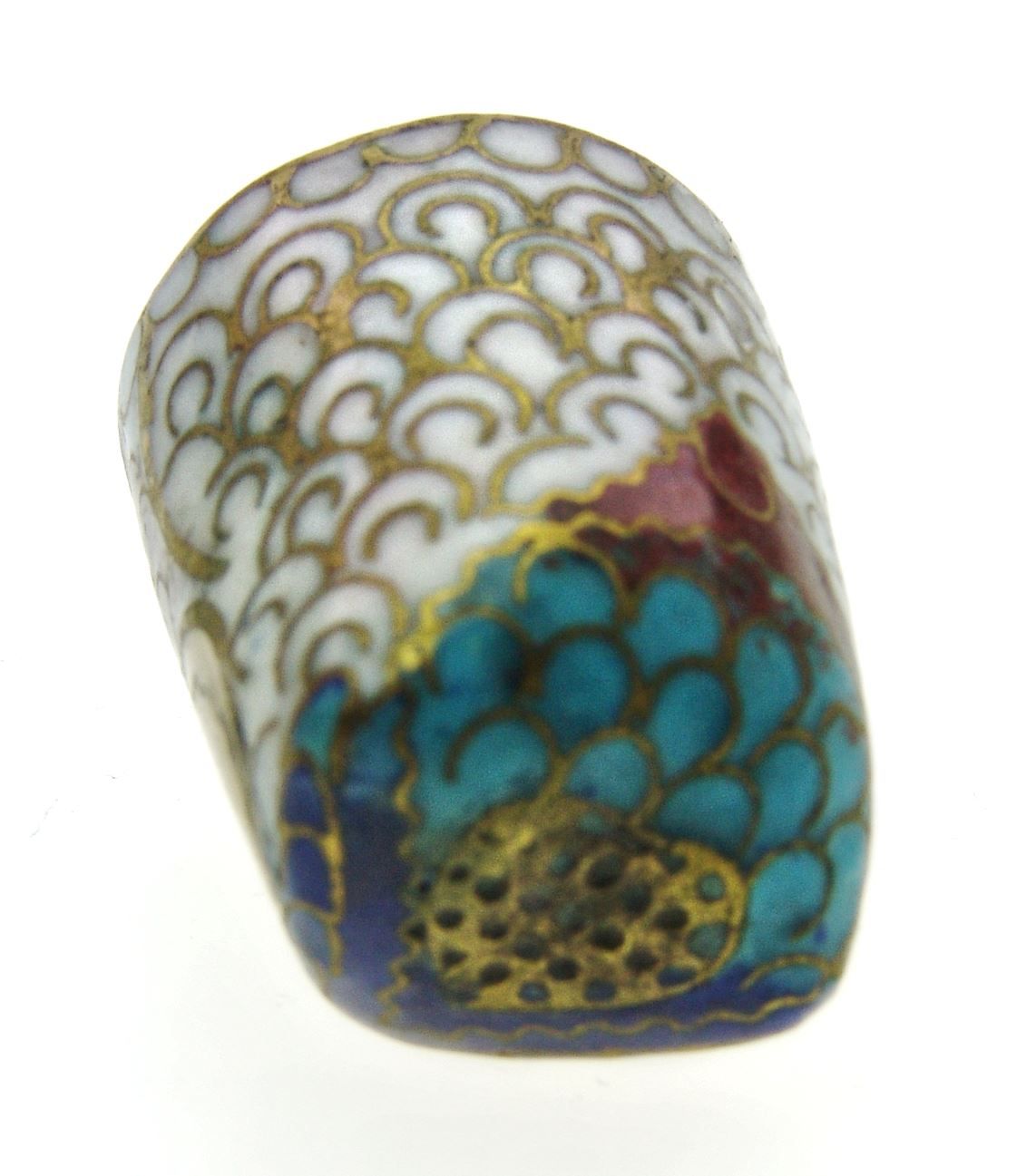 Ditali: Fingerhut - Cloisonne Uhu - Eulenkopf 2 – Usato da Langenthal venduto da hamster-raeumung 5