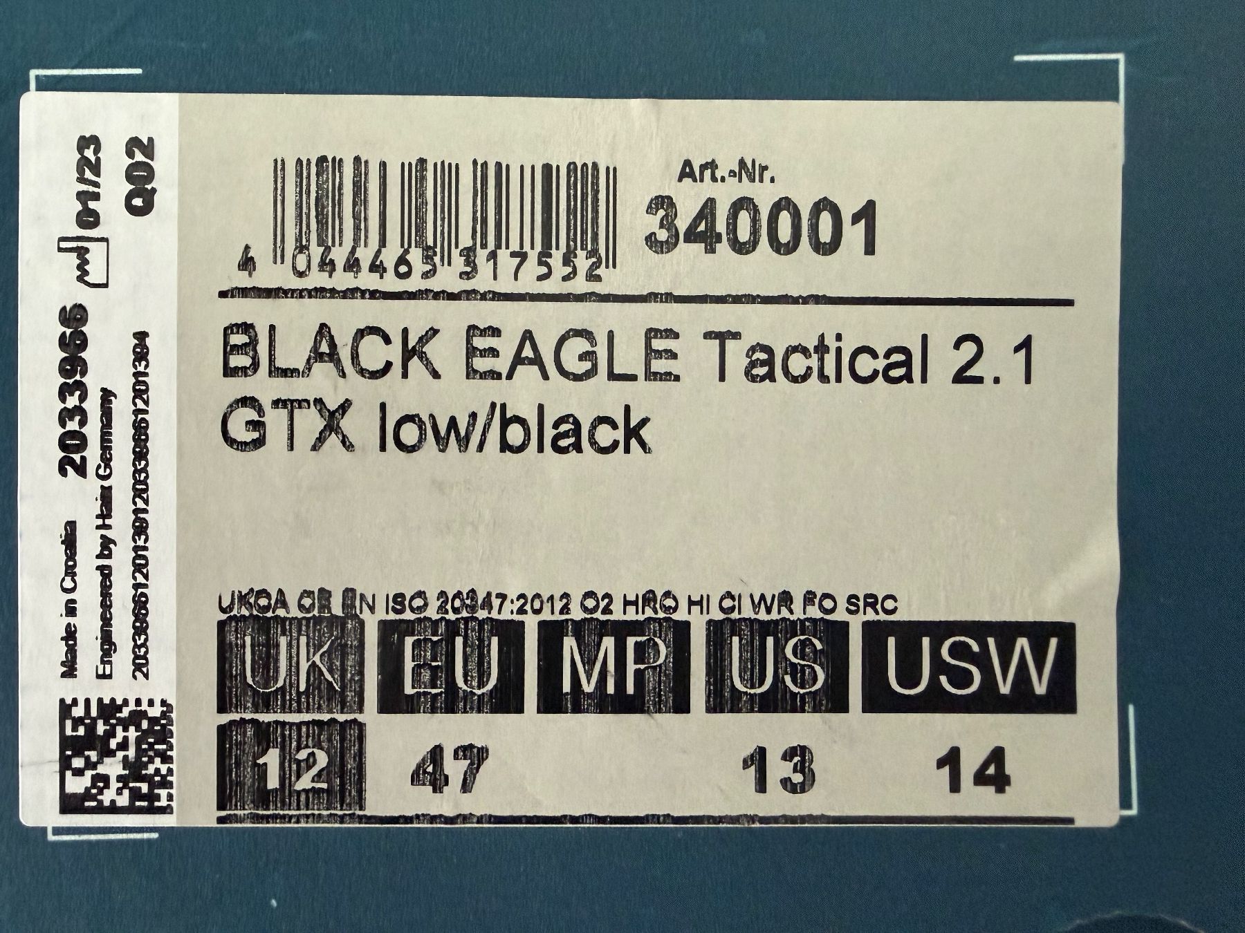 Haix Herrenschuhe: HAIX BLACK EAGLE TACTICAL 2.1 GTX LOW/BLACK GR. 47 – Neu (gemäss Beschreibung) aus Rorbas von Schnappi86 5