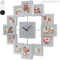 +Wanduhr Fotouhr Bilderrahmenuhr 12 Fotos Weiss